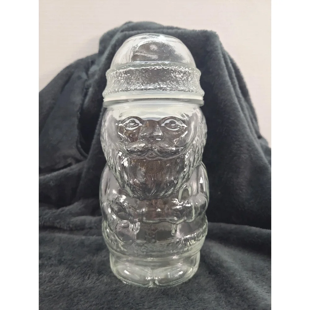 Anchor Hocking Santa Claus Sealed Jar Canister Clear Glass Apothecary 8